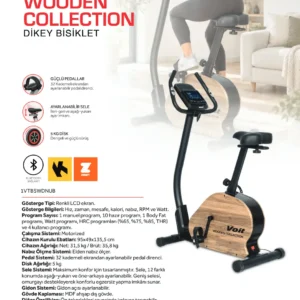 Voit Wooden Collection Dikey Kondisyon Bisikleti – 32 Kademe, Bluetooth, 5 KG Disk - Görsel 2