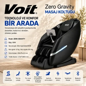 Voit Zero Gravity 3D Masaj Koltuğu – SL Track, Tüm Vücut Masajı Siyah