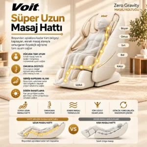 Voit Zero Gravity 3D Masaj Koltuğu – SL Track, Tüm Vücut Masajı Krem - Görsel 4